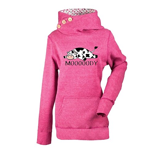 

Women's Plus Size Tops Hoodie Sweatshirt Graphic Animal Pocket Print Long Sleeve High Neck Streetwear Daily Weekend Polyester Fall Winter Blue Gray