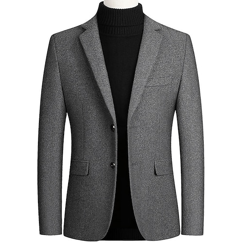 

Men's Winter Coat Wool Coat Overcoat Blazer Wedding Office Autumn / Fall Wool Thermal Warm Warm Outerwear Clothing Apparel Fashion Classic Style Solid Color