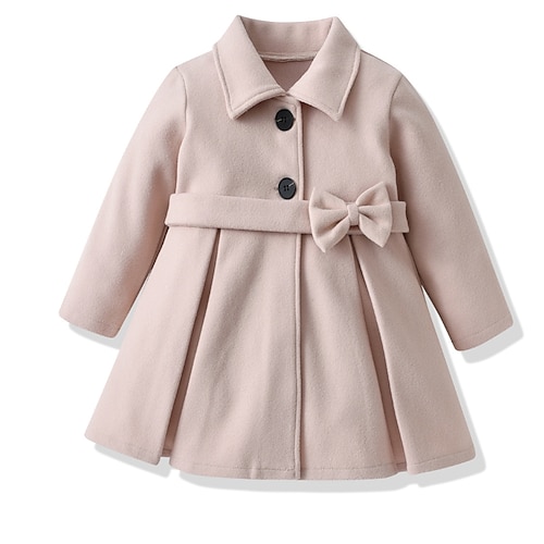 

Bambino Da ragazza Cappotto Manica lunga Cachi Liscio Nodo della cravatta Autunno Inverno Attivo Sport 3-6 anni