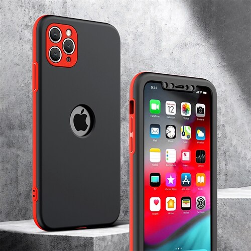 

360 Degree Full Cover Phone Case For Apple Back Cover iPhone 13 Pro Max 12 11 SE 2022 2020 X XR XS Max 8 7 6 Portable Dustproof Shockproof Solid Colored TPU