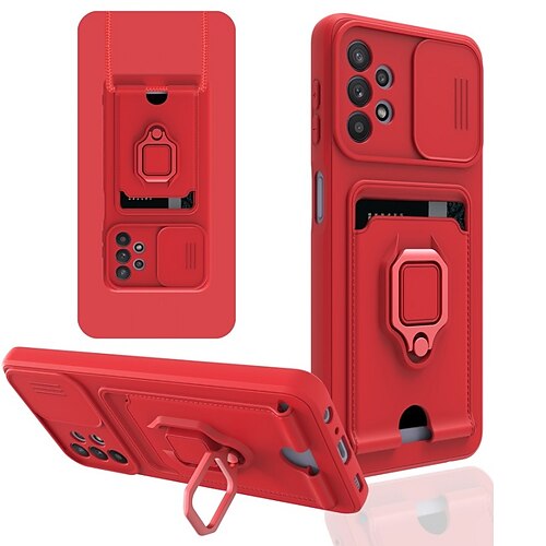 

telefone Capinha Para Samsung Galaxy Trabalhos Pesados A73 A53 A33 Com Suporte Suporte para Alianças Slots de suporte de cartão Cor Sólida TPU