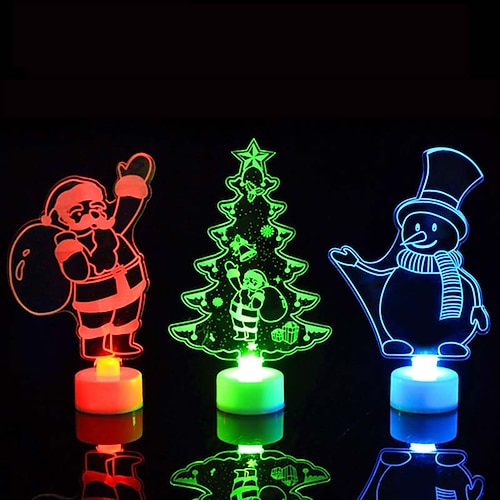 

Christmas Tree Snowman Santa Claus Night Light LED Glowing Colorful Acrylic Battery Operated Christmas Gift Holiday New Year Home Decorations