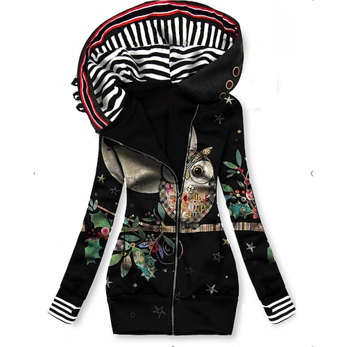 

Damen Freizeitjacke Hoodie Jacke Windundurchlässig warm halten Strasse Täglich Valentinstag Ausgehen Tasche Bedruckt Reisverschluss Kapuzenpullover Casual Blumen Regular Fit Oberbekleidung Langarm