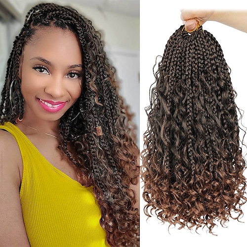 

trenzas de caja boho cabello de ganchillo paquete de 8 trenzas de ganchillo trenzas de caja 14 pulgadas trenzas de caja de la diosa trenzado sintético pelo de ganchillo para mujeres negras extensión