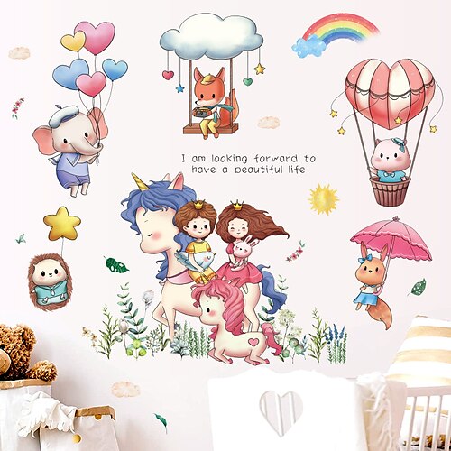 

50x70cm Wall Stickers Self-adhesive Cartoon Kids Unicorn Children Room Bedroom Bedside Cabinet Wall Decoration