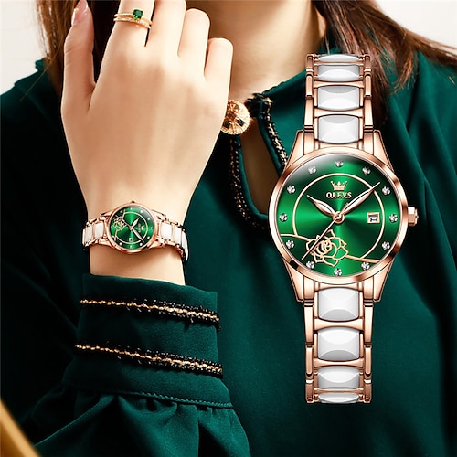 

OLEVS Wrist Watch Mechanical Watch for Women Analog Automatic self-winding Stylish Fashion Waterproof Luminous Rhinestone Titanium Alloy Stainless Steel