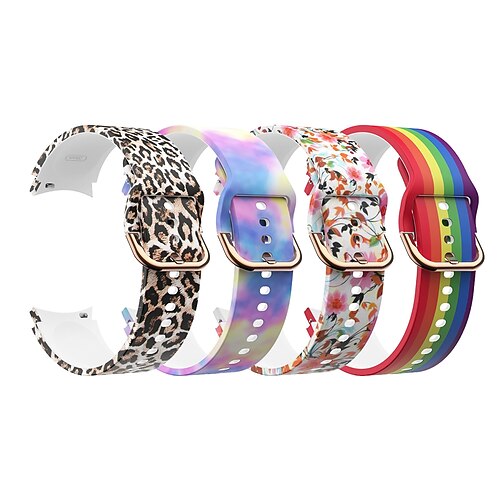 

4 PCS Smart Watch Band for Samsung Galaxy Watch 4 Classic 42/46mm Watch 4 40/44mm Watch 5 40/44MM Watch 5 Pro 45MM Silicone Smartwatch Strap Elastic Breathable Sport Band Replacement Wristband