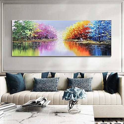 

Handmade Oil Painting Canvas Wall Art Decoration Abstract Landscape Painting Colorful Forest for Home Decor Rolled Frameless Unstretched Painting