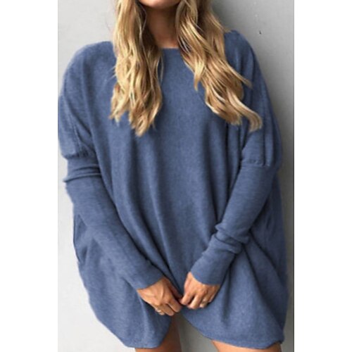

Women's Plus Size Tops Hoodie Sweatshirt Solid Color Long Sleeve Round Neck Vintage Casual Work Daily Polyester Winter Fall Watermelon Pink Black