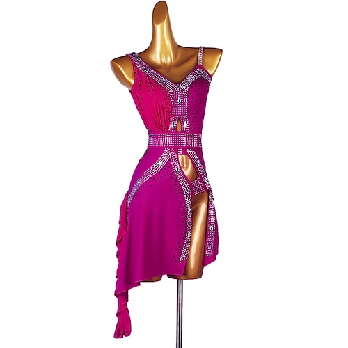 

Latindans Kjole Krystall / Rhinestone Dame Ytelse Ermeløs Spandex
