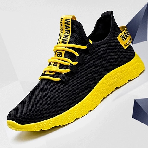 

Men's Trainers Athletic Shoes Comfort Shoes Sporty Casual Athletic Daily Outdoor Running Shoes Walking Shoes Canvas Breathable Non-slipping Shock Absorbing Mid-Calf Boots White Yellow Red Color Block