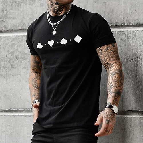 

Homens Camiseta camisa legal Gráfico Coração Gola Redonda Estampado Casual Feriado Manga Curta Roupa Moda Designer Leve Clássico