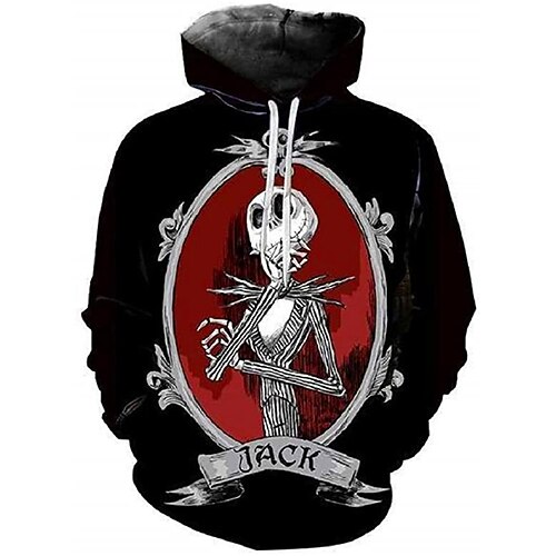 

Mareridtet før jul Sally Jack Skellington Hattetrøje Tegneserie 3D Harajuku Grafisk Kawaii Hattetrøje Til Herre Dame Unisex Voksne 3D-udskrivning Polyester