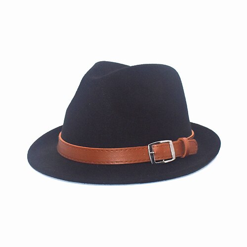 

Homens Chapéu Fedora chapéu aba Preto Vinho Poliéster Côr Pura Clássico Elegante Retro Festa Festival Cor imaculada Conforto Quente Respirável Resistente Raios Ultravioleta