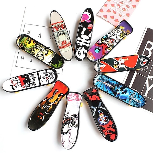 

10 Pcs/set Plastic Mini Skate Finger Skateboarding Fingerboard Novelty Gag Toys For Boys Teenager Skateboard Finger Board Gifts