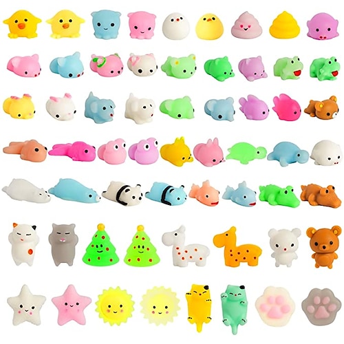 

60 Pcs Mochi Squishies Kawaii Squishy Toys for Party Favors Animal Squishies Stress Relief Toys for Boys & Girls Birthday Gifts Classroom Prize Goodie Bags Stuffers