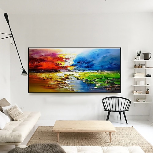 

Large Size Oil Painting 100% Handmade Hand Painted Wall Art On Canvas Colorful Lake Scenery Clouds Abstract Home Decoration Decor Rolled Canvas No Frame Unstretched