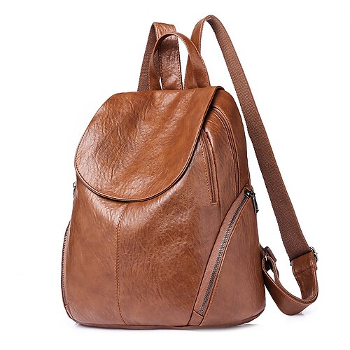 

women's backpack pu soft leather bag trend of fashion personality trend student school bag travel backpack