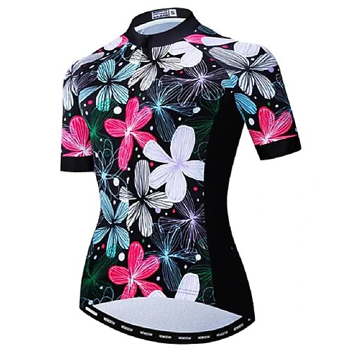 

21Grams Women's Cycling Jersey Short Sleeve Bike Jersey Top with 3 Rear Pockets Mountain Bike MTB Road Bike Cycling Fast Dry Breathable Soft Back Pocket Black Floral Botanical Polyester Spandex Sports