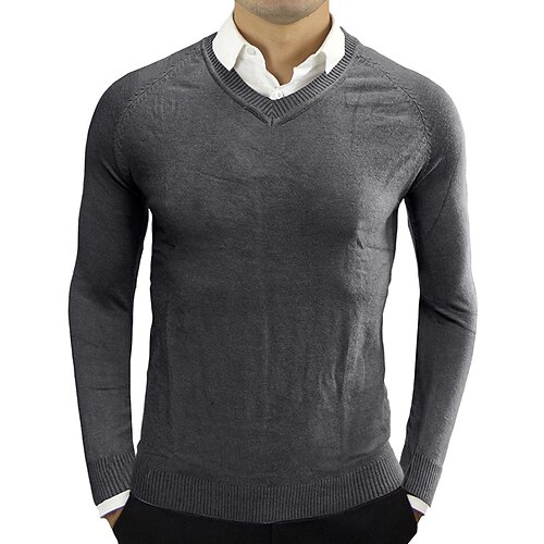 

Men's Sweater Pullover Sweater Jumper Knit Knitted Solid Color V Neck Stylish Casual Outdoor Daily Clothing Apparel Winter Fall Green Black M L XL
