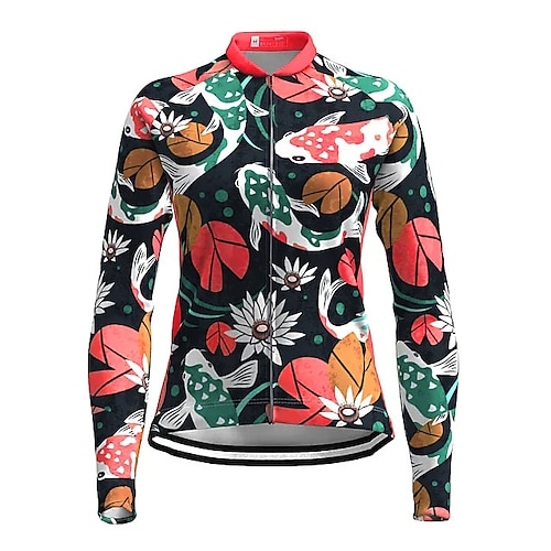 

21Grams Mulheres Manga Longa Camisa para Ciclismo Elastano Poliéster Verde Botânico floral Moto Blusas Ciclismo de Montanha Ciclismo de Estrada Respirável Secagem Rápida Pavio Humido Esportes Roupa