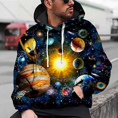 

Herren Unisex Hoodie Sweatshirt Kapuze Marineblau Mit Kapuze Grafik-Drucke Galaxy-Print Kugeln Bedruckt Täglich Sport 3D-Druck Designer Casual Groß und hoch Frühling Herbst Bekleidung / Langarm