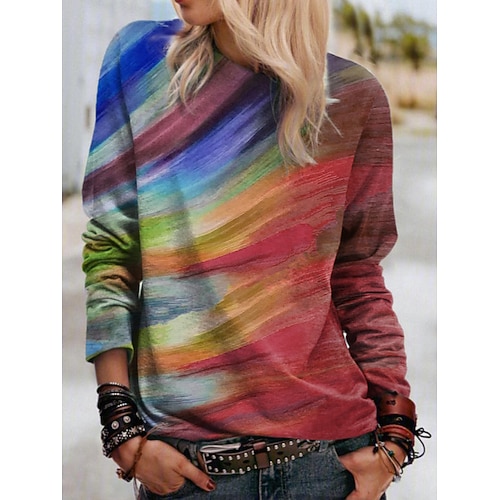 

Women's Hoodie Sweatshirt Pullover Basic Casual Blue Yellow Graphic Tie Dye Daily Round Neck Long Sleeve S M L XL XXL