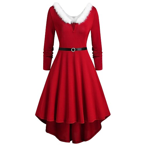 

Papai Noel Vestido de Natal Fantasia de Natal Mulheres Anos 50 Natal Natal Ano Novo Noite de Natal Adulto Festa Natal Véspera de Ano Novo Algodão Vestido