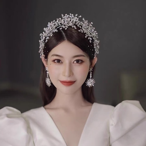 

Drop Earrings Headpiece Alloy Wedding Party / Evening Bridal With Sparkling Glitter Headpiece Headwear