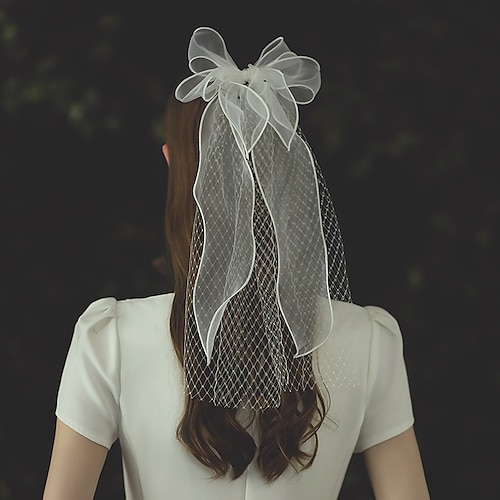 

Two-tier Stylish / Cute Wedding Veil Elbow Veils with Satin Bow Tulle
