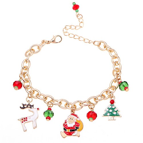 

Personality Simple Design Charm Bracelet Christmas Santa Claus Shape Bracelet For Women Girl Korean Sweet Cute Jewelry Xmas Gift