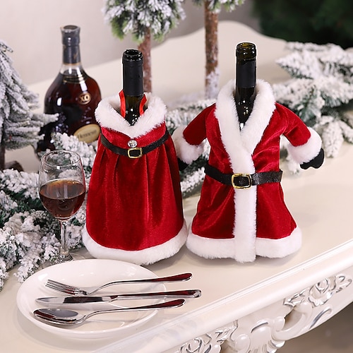 

Christmas Wine Bottle Cover Merry Christmas Decor for Home Noel Santa Claus Xmas Decoration Dinner New Year Ornament Gift