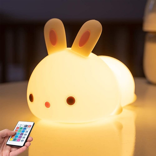 

Nursery Night Light Christmas Gift Rechargeable Cute Rabbit for Children Cartoon Remote Control /Touch Children's Day New Year's Gift USB Lamp