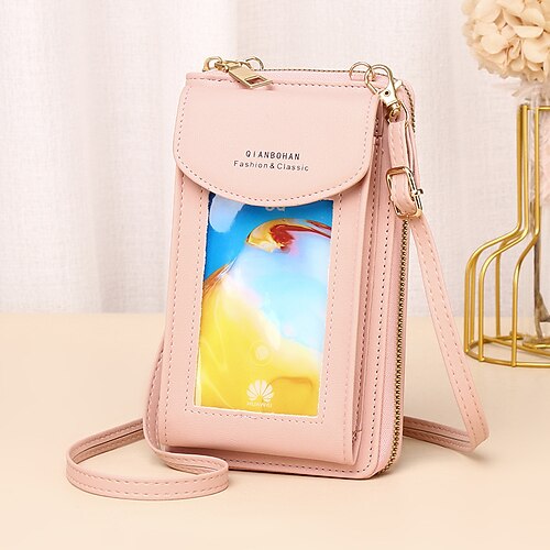 

Women's Retro Mobile Phone Bag PU Leather Polyester Solid Color Daily Office & Career Green Black Pink Dark Red