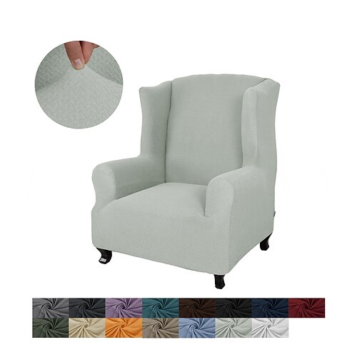 

1 Piece Solid Color Stretch Wingback Chair Cover Wing Chair Slipcovers Spandex Fabric Wingback Armchair Covers with Elastic Bottom for Living Room Bedroom Decor,Sage Green