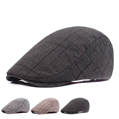 

Men's Flat Cap Black Khaki Cotton Two tone 1920s Fashion Casual Outdoor Outdoor Street Daily Plaid Windproof Comfort Breathable Fashion