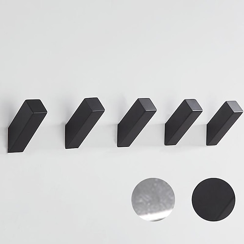 

5PCS Toilet Wall Hooks Stainless Steel Creative Bathroom Coat Key Hook Black Wall Mounted Bedroom Hook