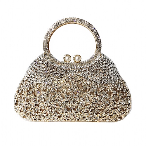 

Women's Evening Bag Handbags Bridal Purse Clutch Alloy Crystals Chain Rhinestone Party / Evening Date Silver Gold