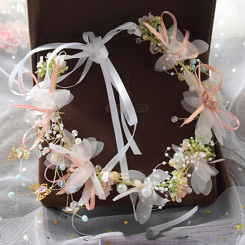 

Headpiece Tulle Wedding Party / Evening Flower Style With Imitation Pearl Headpiece Headwear