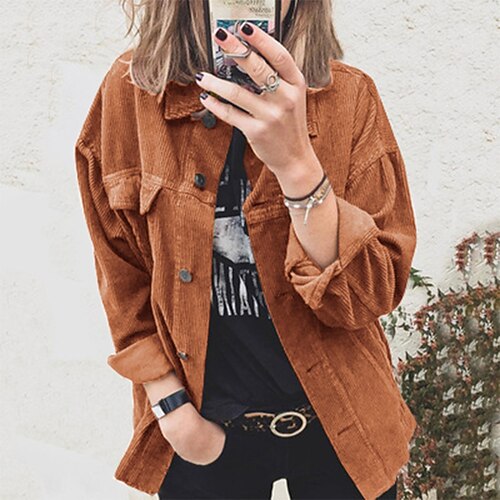 

Women's Shirt Maroon Black Yellow Plain Patchwork Long Sleeve Casual Casual Shirt Collar Regular Cotton S