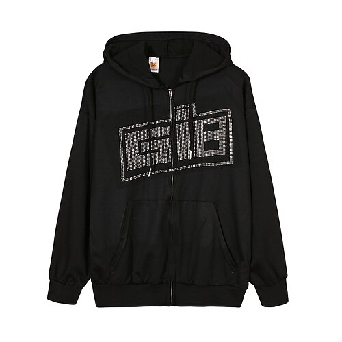 

Women's Hoodie Zip Hoodie Sweatshirt Pullover Casual Zipper Pocket White Black Gray Letter Loose Fit Daily Crew Neck Long Sleeve Cotton S M L XL XXL
