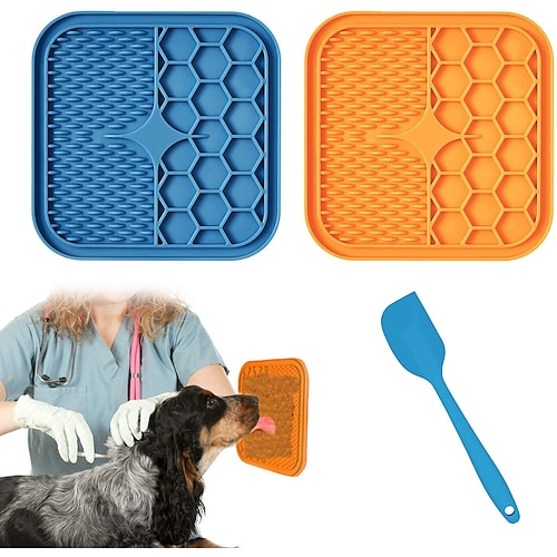 

Dog Lick Mat with Suction Cups Dog Slow Feeders Dog Licking Mat Pet Mat Anxiety Relief Dog Cat Lick Training Licking Mat for Food, Yogurt, Peanut Butter Set of 2… (New Green & Blue)