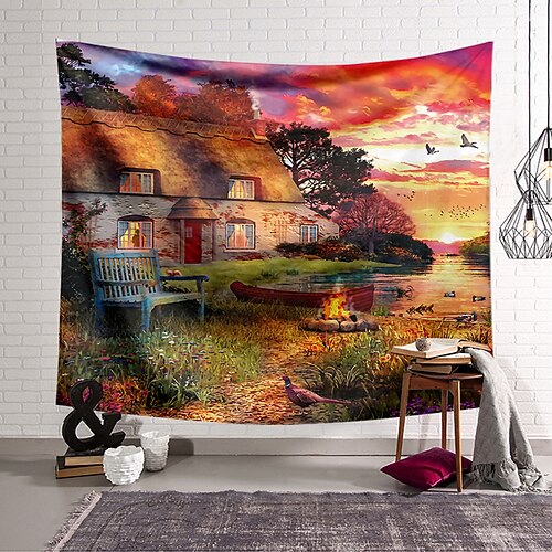 

Oil Painting Style Wall Tapestry Art Decor Blanket Curtain Hanging Home Bedroom Living Room Decoration Polyester