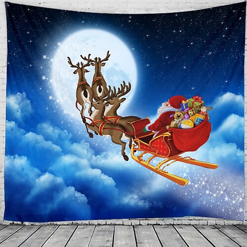 

Christmas Santa Claus Holiday Party Wall Tapestry Photography Background Art Decor Blanket Curtain Picnic Tablecloth Hanging Home Bedroom Living Room Dorm Decoration Christmas Tree Gift Fireplace