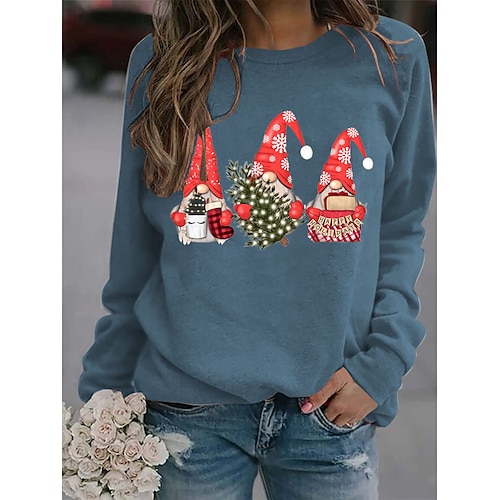 

Women's Sweatshirt Pullover Active Streetwear Christmas Print Black Pink Yellow Santa Claus Christmas Tree Gnome Christmas Gifts Crew Neck Long Sleeve Cotton S M L XL XXL