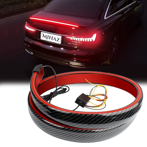 

Car LED Signal Lamp Universal LED Third Brake Light High Mount Stop Brake Light 120cm Universal Carbon Fiber LED Sequential Turn Signals or Car Trunk Driving Brake Light Strip
