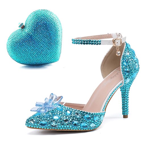 

Mulheres Sapatos De Casamento Sapatos de vestir Lantejoulas de Cristal com Brilho Bolsa de noite Casamento Saltos de casamento Sandálias de casamento Sapatos de noiva Pedrarias Cristais Stiletto