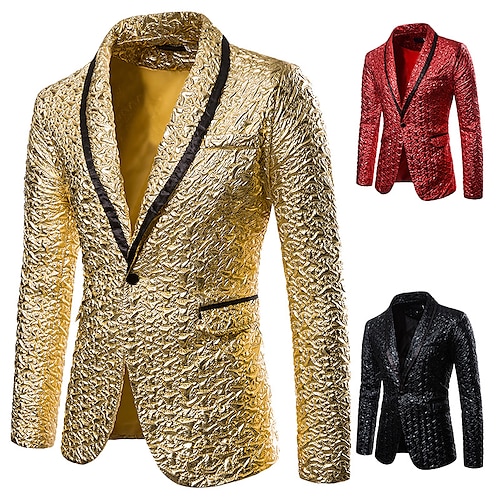 

Caballero Disco Años 80 Esmoquin Trajes Blazer con cuello de solapa Hombre Ajustado Disfraz Cosecha Cosplay Rendimiento Fiesta Discoteca Manga Larga Chaqueta Víspera de Todos los Santos