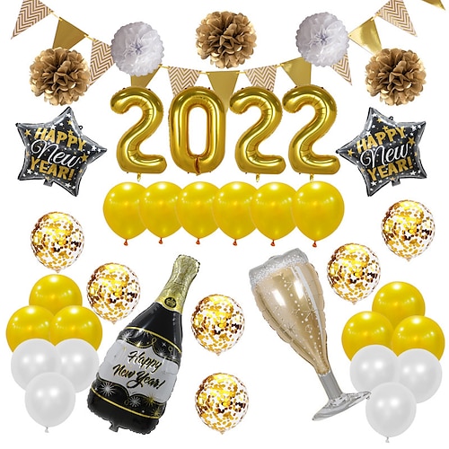 

Happy New Year Party Supplies 2022 Decorations Beer Balloons Champagne Balloons Happy Party Decoration