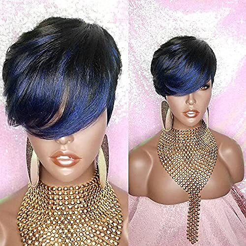 blue pixie wig